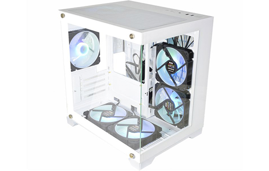 Gabinete Gamer K-MEX Space Aqua White, Mini Tower, Vidro Temperado